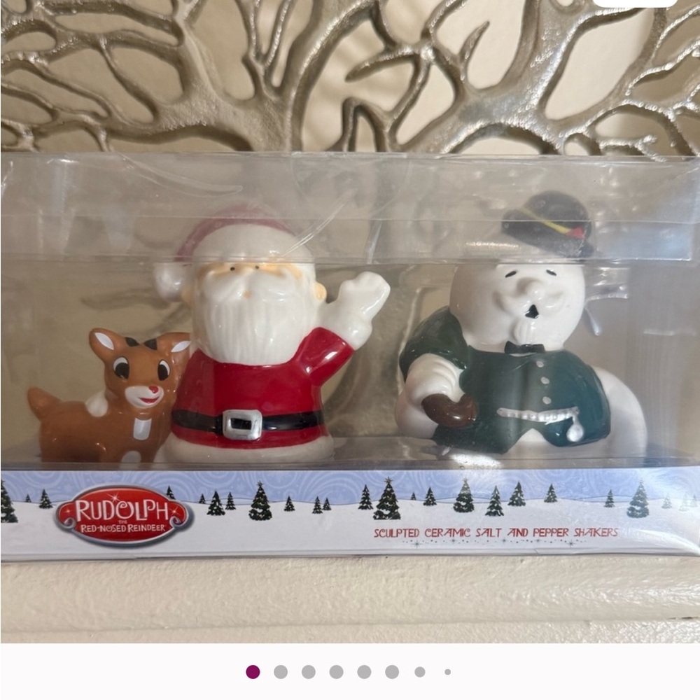 NIB RUDOLPH Festive Santa and Snowman ceramic SALT AND PEPPER  Set - Picture 14 of 14